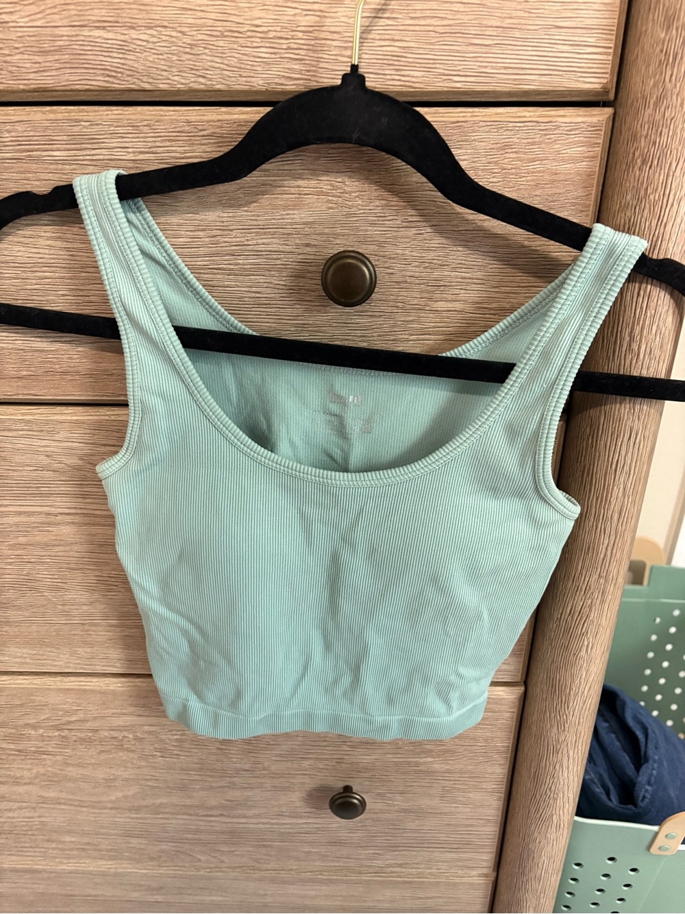 Women’s Mint Ribbed Padded Crop Tank Top